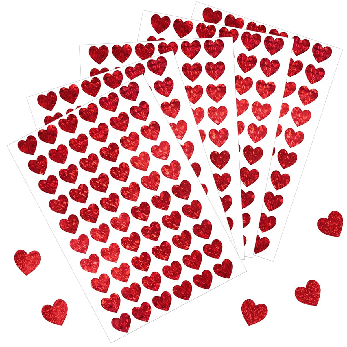 Glitter Vinyl Roll - 600 Pcs Stiker Hati Merah, Stiker