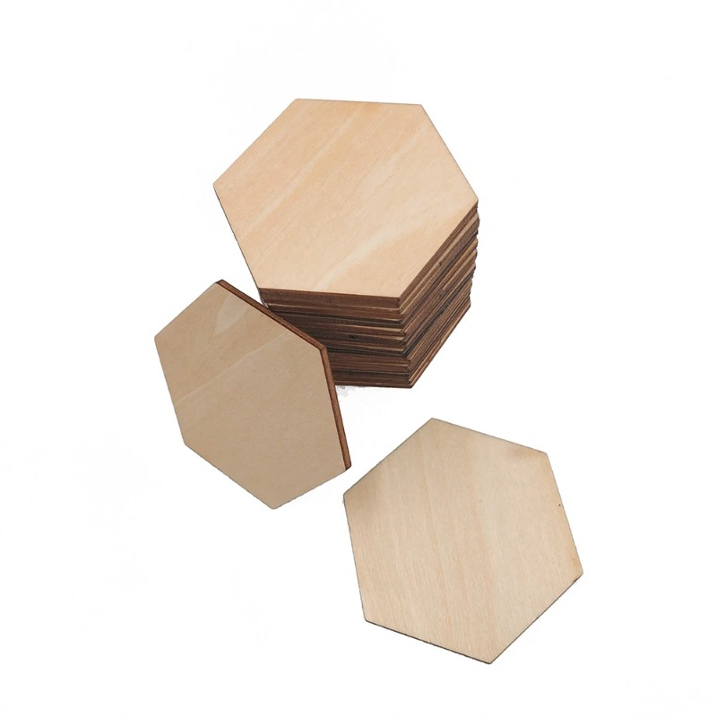 Potongan Kayu Heksagonal Koson - Craft Embellishment ulasan dan harga