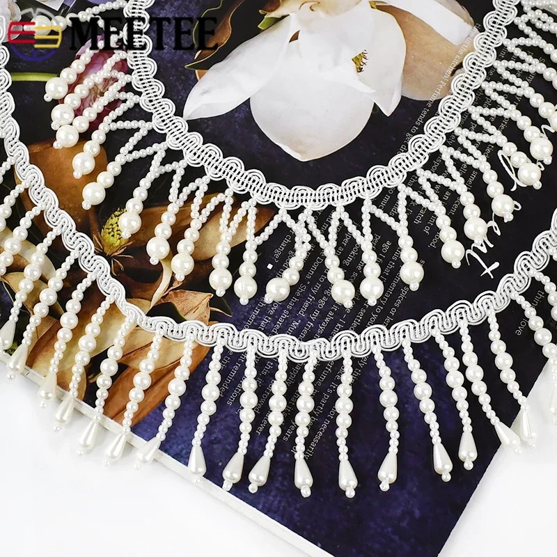 1/2Yard Mutiara Manik-manik Ru - Fringe Ribbon Sewing ulasan dan harga