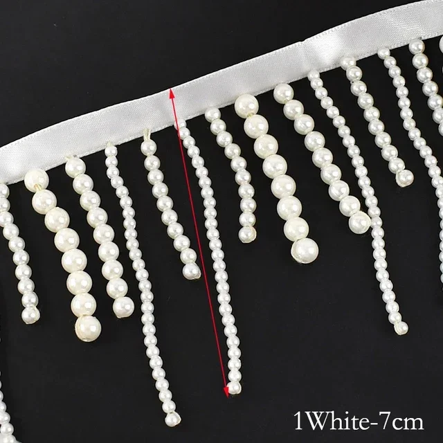 1/2Yard Mutiara Manik-manik Ru - Fringe Ribbon Sewing ulasan dan harga
